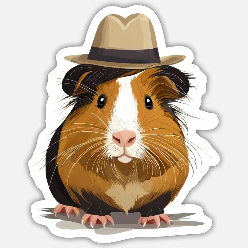 Cochon d’Inde mignon - Sticker taille S (10 x 10 cm) - blanc mat