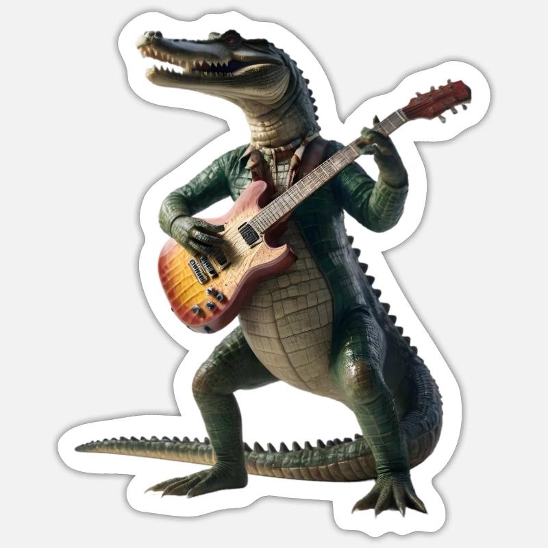 Crocodile Guitar - Sticker size S (10 x 10 cm) - white matte