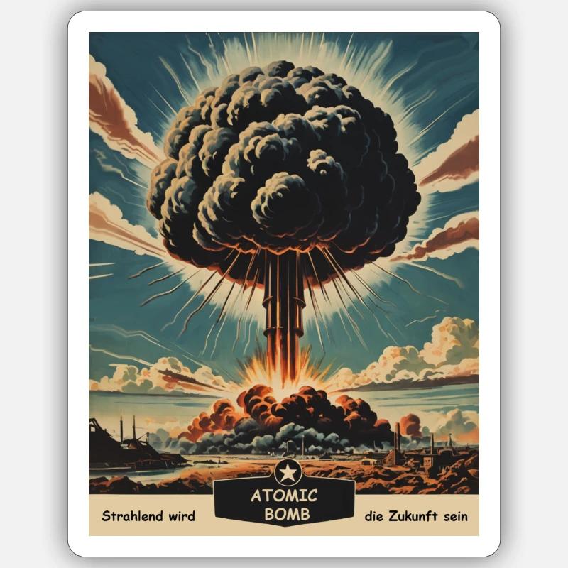 Atomic Bomb - Sticker Größe S (10 x 10 cm) - Mattweiß
