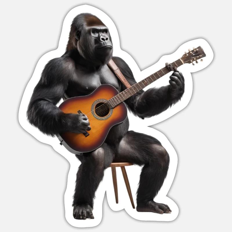 Gorilla Guitar - Sticker size S (10 x 10 cm) - white matte
