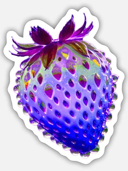 erdbeere.blaue erdbeere,wassertropfen,glas - Sticker Größe S (10 x 10 cm) - Mattweiß