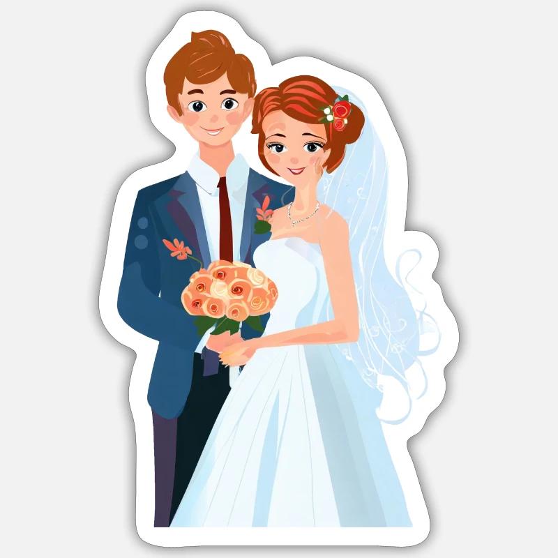 Bride and groom - Sticker size S (10 x 10 cm) - white matte