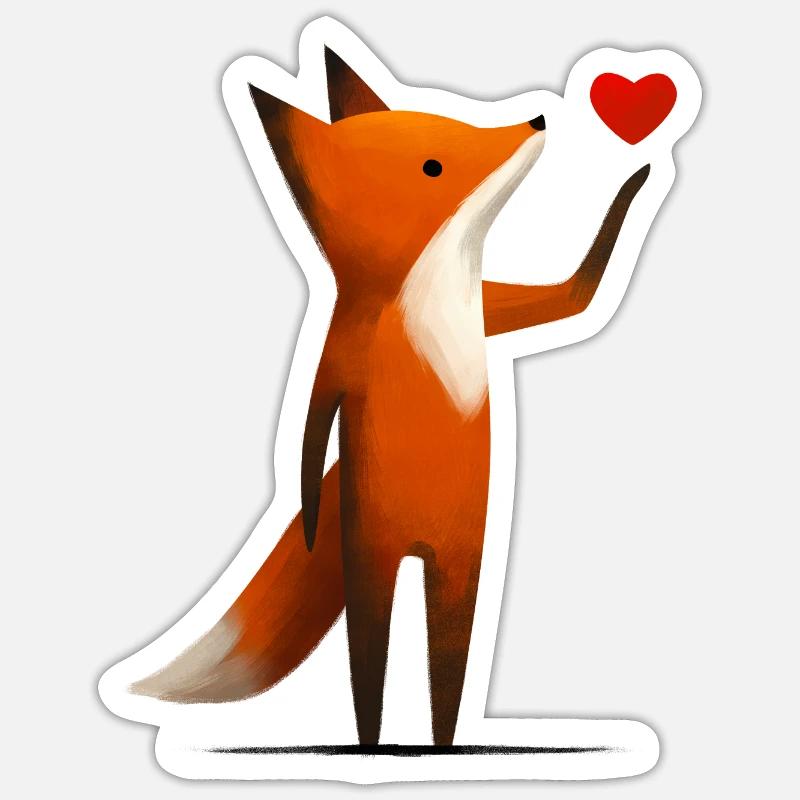 Fuchs mit Herz Sticker Größe S (10 x 10 cm)