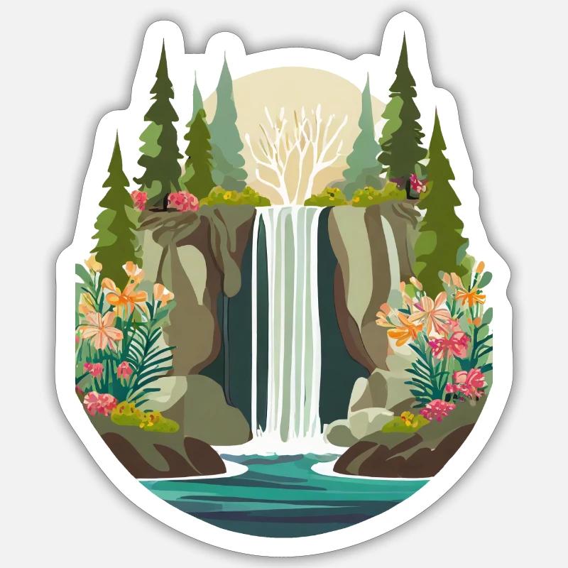 Waterfall - Sticker size S (10 x 10 cm) - white matte