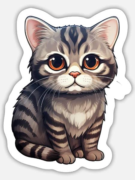 British Shorthair Katze - Sticker Größe S (10 x 10 cm) - Mattweiß