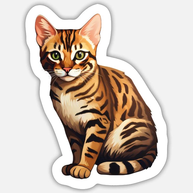 Chat du Bengale - Sticker taille S (10 x 10 cm) - blanc mat