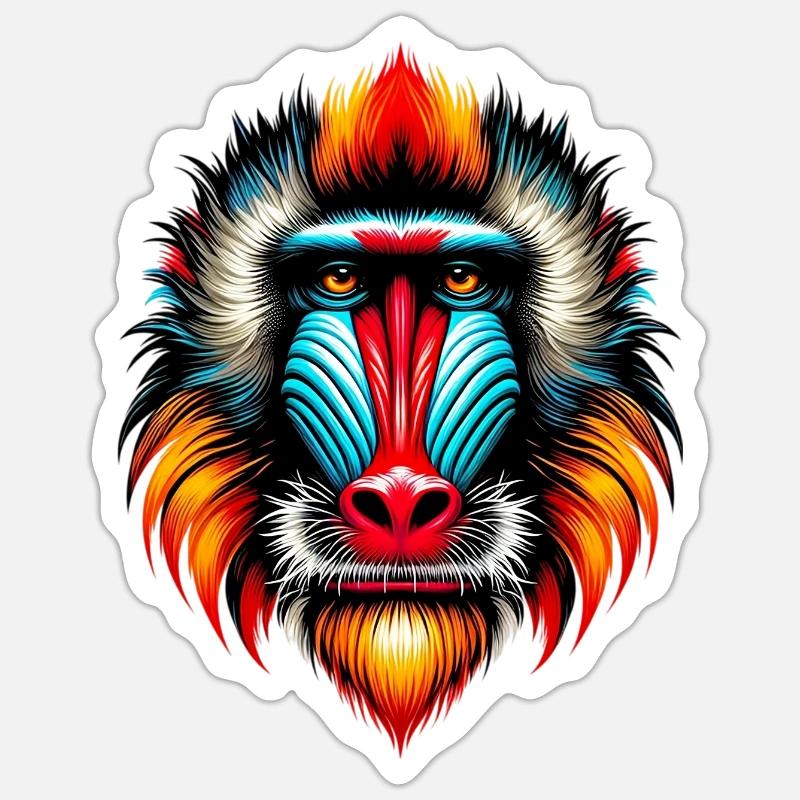 Mandrill-Affe - Sticker Größe S (10 x 10 cm) - Mattweiß