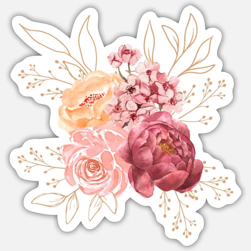 Composition florale - Sticker taille S (10 x 10 cm) - blanc mat