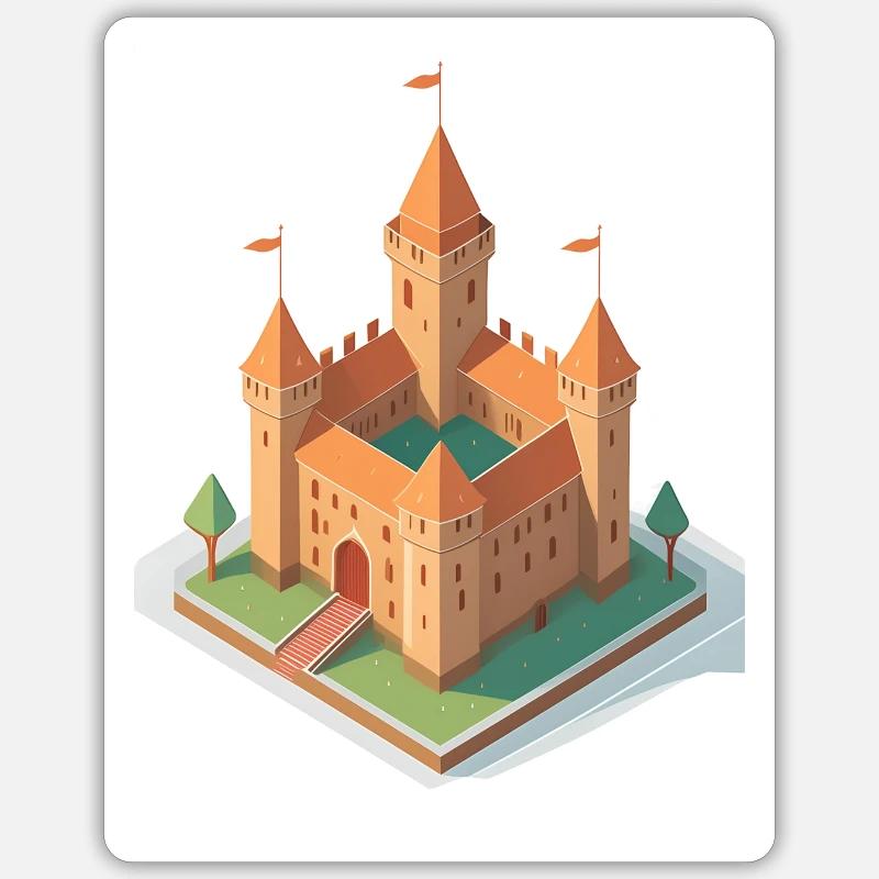 Middeleeuws kasteel Sticker maat S (10 x 10 cm)
