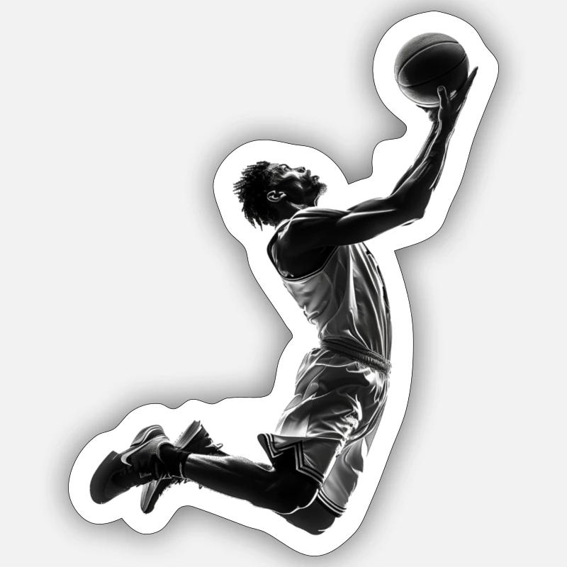 Silhouette d’un basketteur - Sticker taille S (10 x 10 cm) - blanc mat
