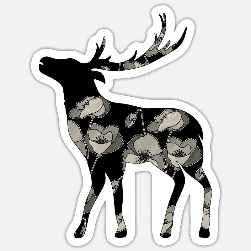 Cerf - Sticker taille S (10 x 10 cm) - blanc mat