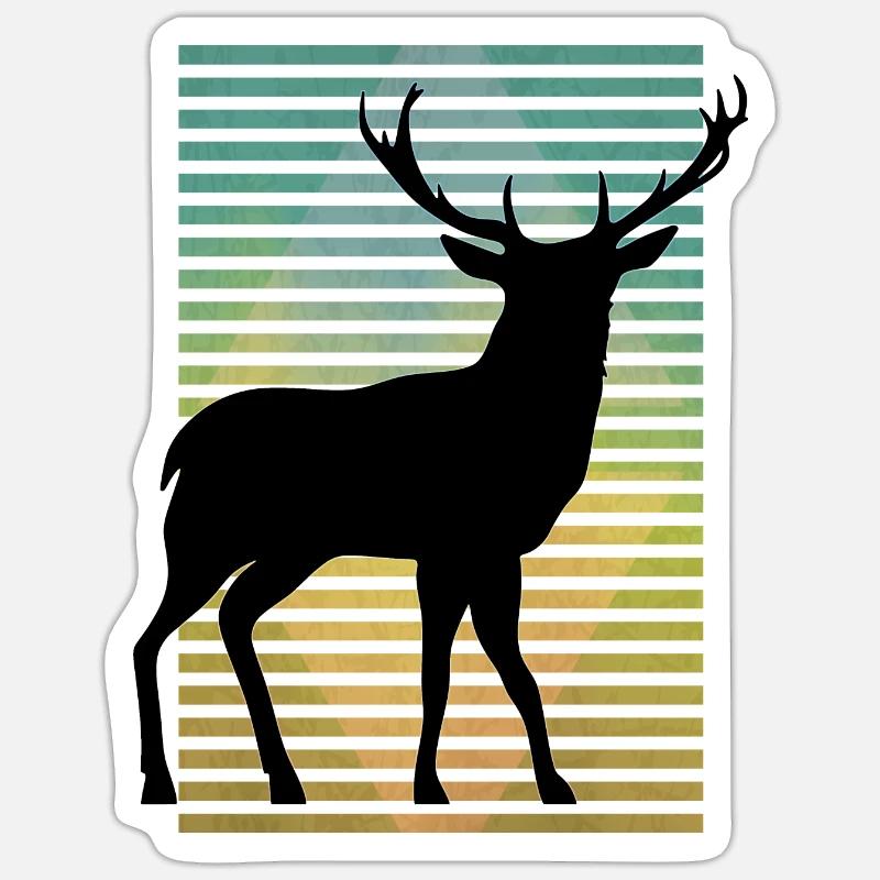 Cerf - Sticker taille S (10 x 10 cm) - blanc mat