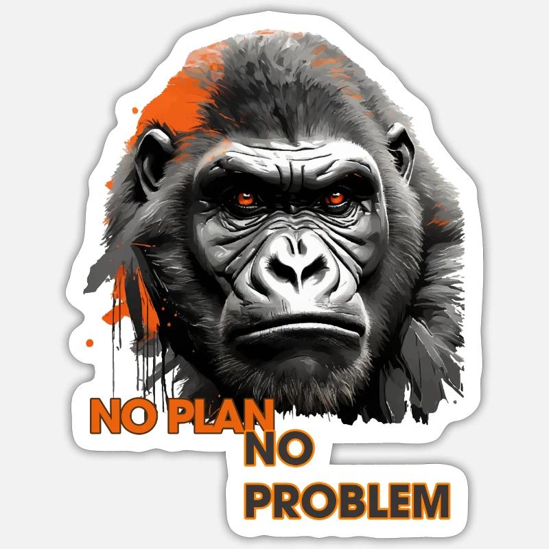 Affen , Affensprichwort: - Kein Plan kein Problem Sticker Größe S (10 x 10 cm)