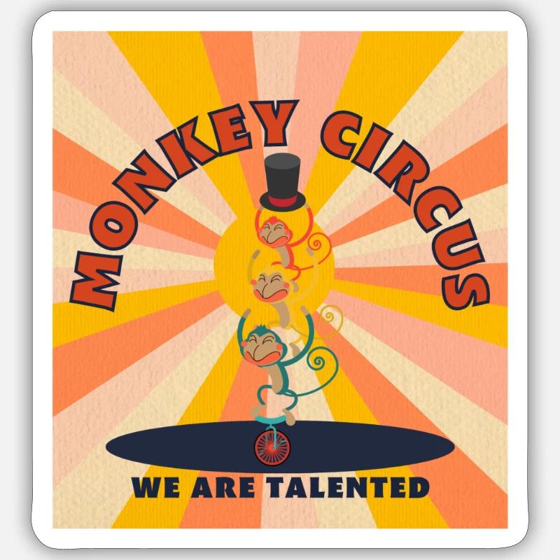 Monkey Circus - orange yellow - Sticker size S (10 x 10 cm) - white matte