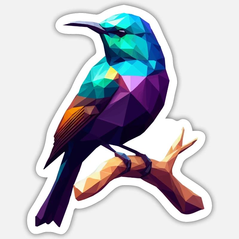 Vogel abstract auf Ast, Geschenkidee Sticker Größe S (10 x 10 cm)