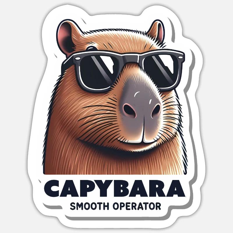 Capybara: Smooth Operator mit Sonnenbrille Sticker Größe S (10 x 10 cm)