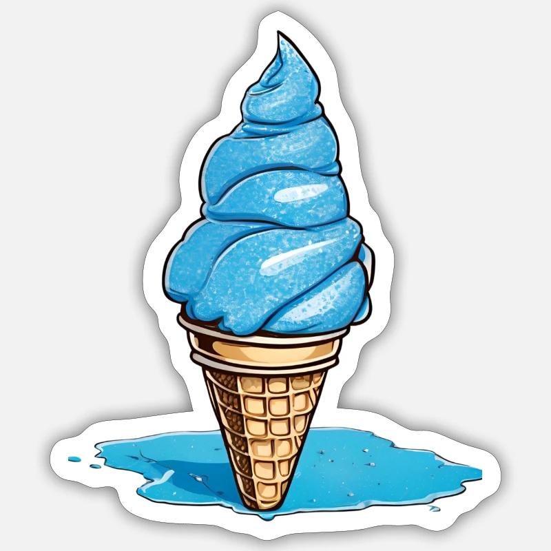 Blaues Softeis Sticker Größe S (10 x 10 cm)