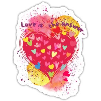 L’amour est la réponse. - Sticker taille S (10 x 10 cm) - blanc mat - Devant