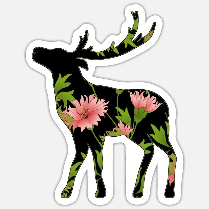 Cerf - Sticker taille S (10 x 10 cm) - blanc mat