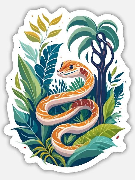 Schlange im Dschungel - Sticker Größe S (10 x 10 cm) - Mattweiß