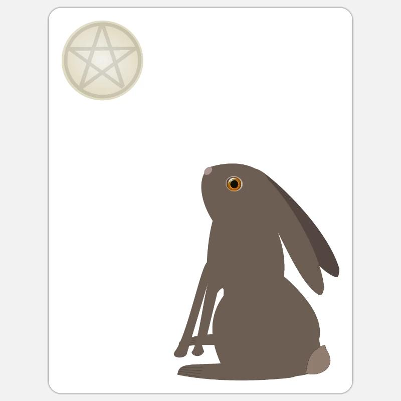 Magical Wiccan Hare and Pentacle Moon - Sticker size S (10 x 10 cm) - white matte