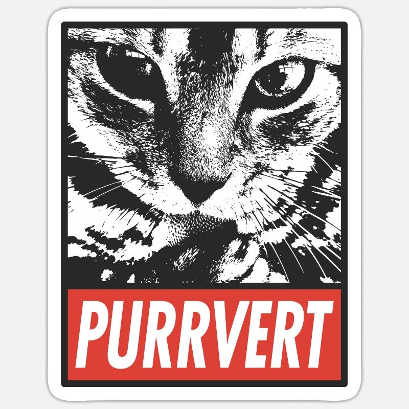 Purrvert – einzigartige Katzengrafik - Sticker Größe S (10 x 10 cm) - Mattweiß
