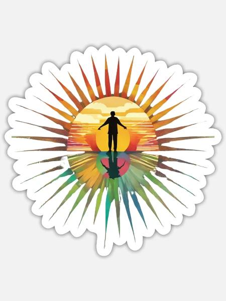 Stilvoll strahlen mit dem Regenbogenstern - Sticker Größe S (10 x 10 cm) - Mattweiß