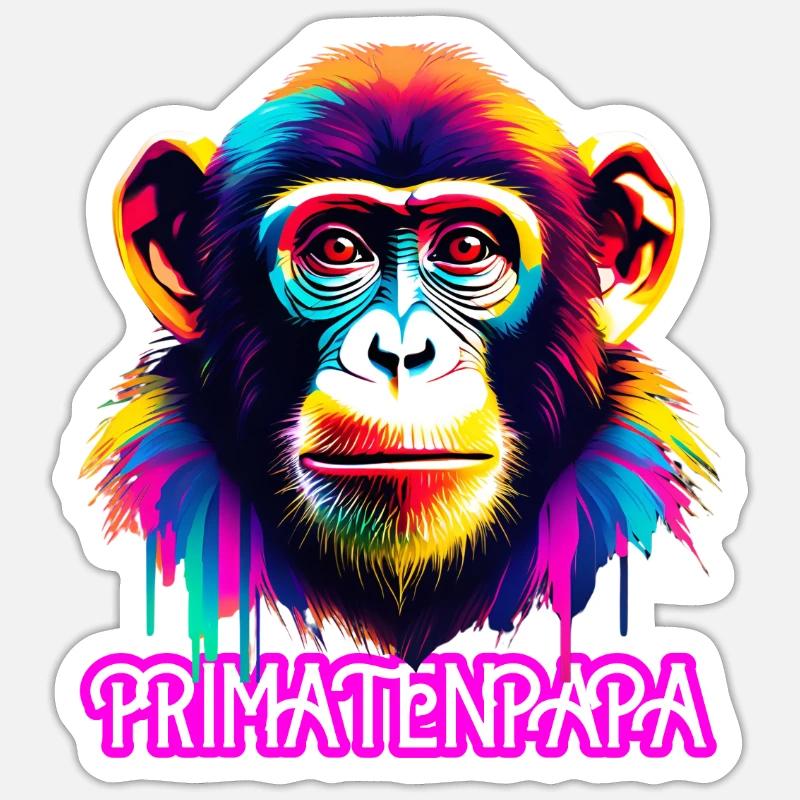 Primate dad - Sticker size S (10 x 10 cm) - white matte