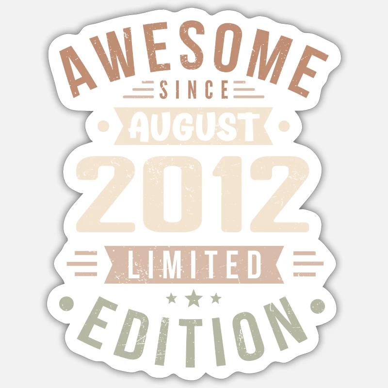 August 2012 Geburtstag im August 2012 Vintage 2012 - Sticker Größe S (10 x 10 cm) - Mattweiß
