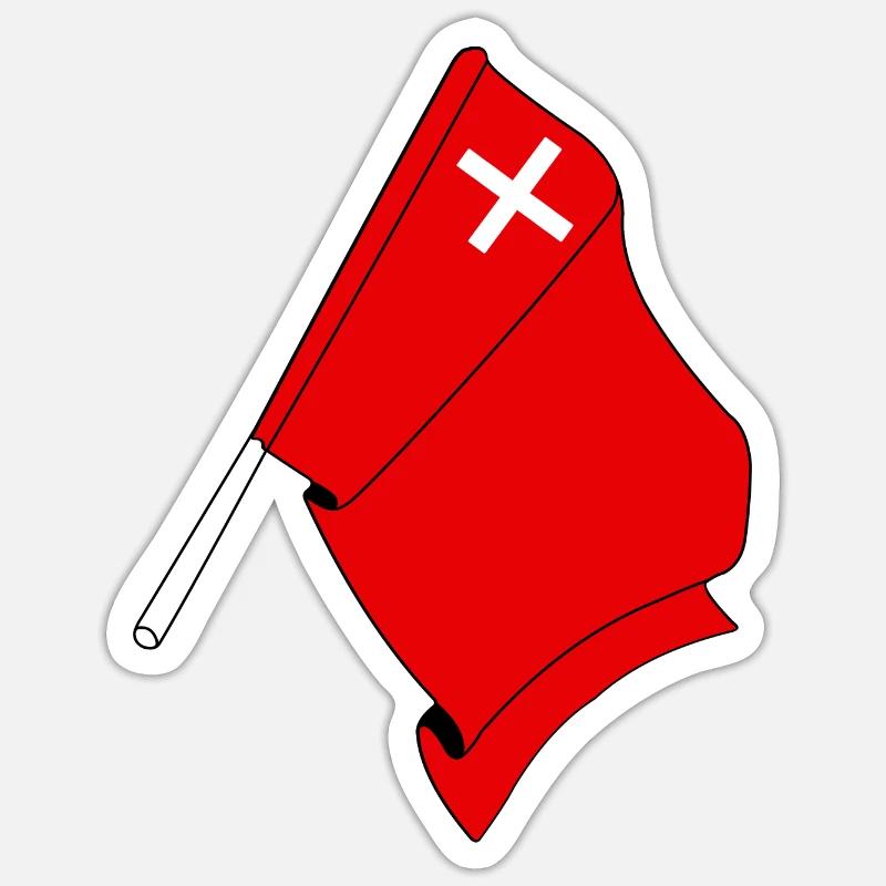 Drapeau Schwyz Suisse - Sticker taille S (10 x 10 cm) - blanc mat