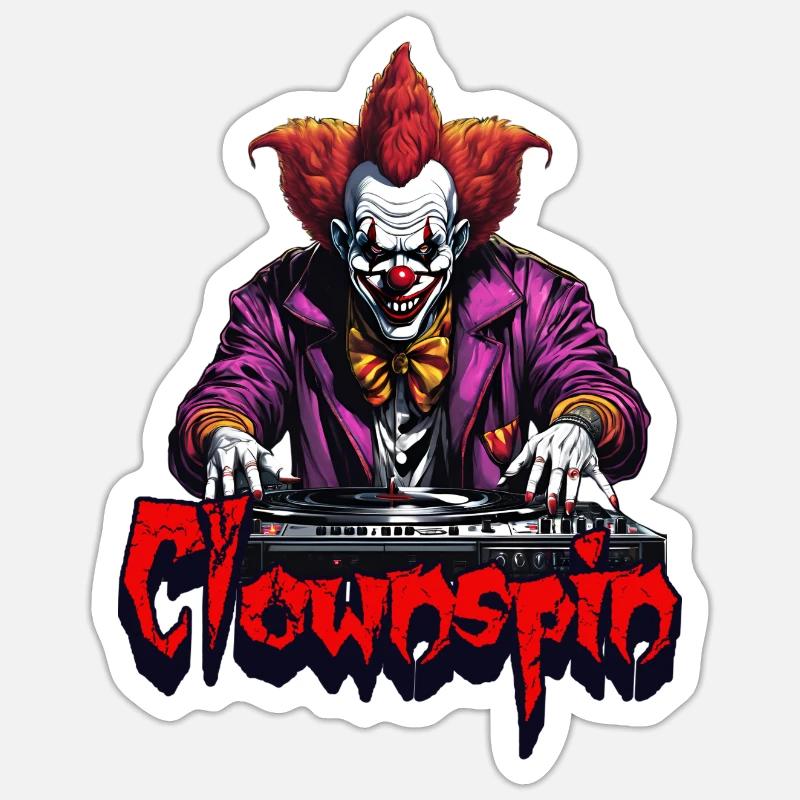 Clown spin - Sticker size S (10 x 10 cm) - white matte