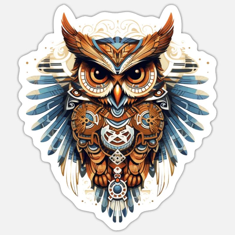 Belle chouette décorée dans un style moderne Sticker taille S (10 x 10 cm)