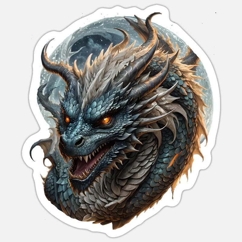 Dragon - Sticker taille S (10 x 10 cm) - blanc mat