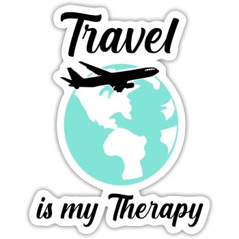 travel is my therapy - Sticker size S (10 x 10 cm) - white matte - Front
