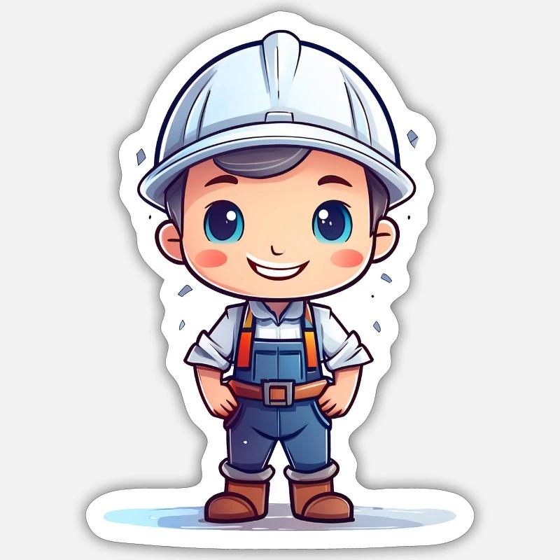 Ein niedlicher Handwerker - Sticker Größe S (10 x 10 cm) - Mattweiß