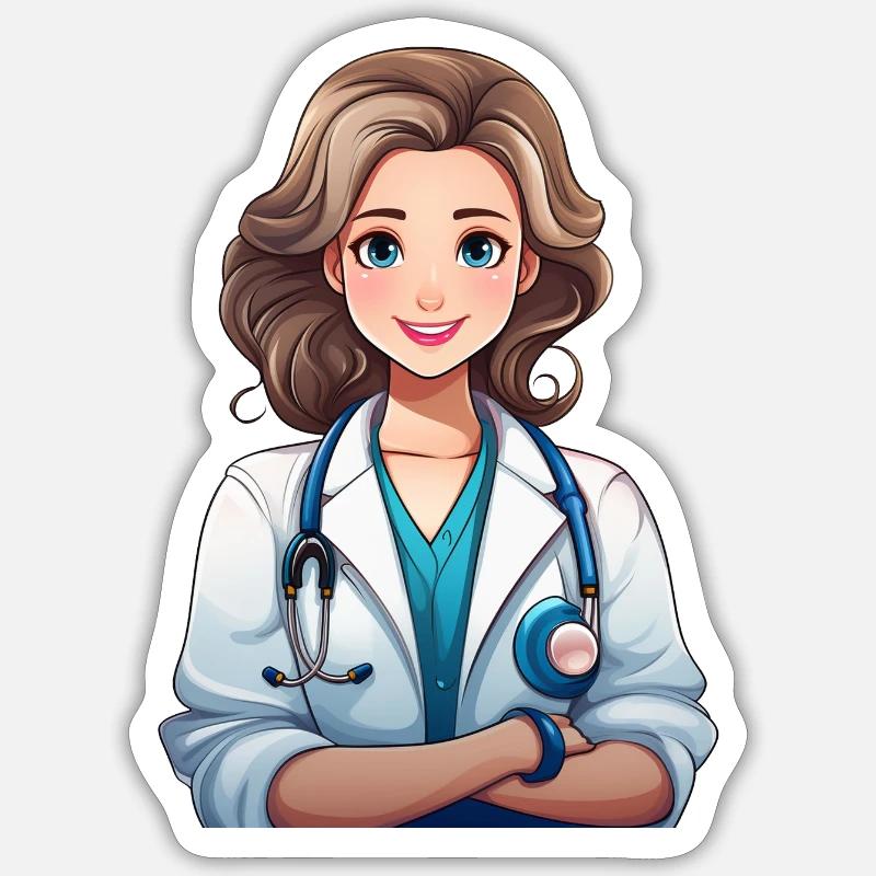 Illustration einer Ärztin oder Krankenschwester Sticker Größe S (10 x 10 cm)