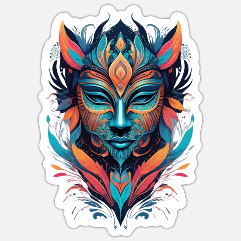 « Masque vif » - Sticker taille S (10 x 10 cm) - blanc mat