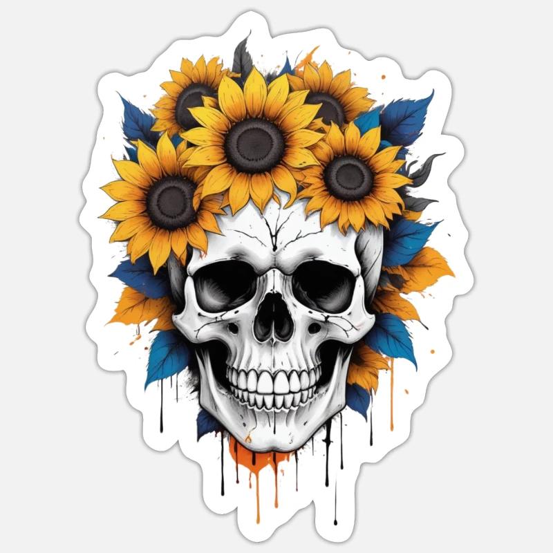 Blooming Skull - Sticker size S (10 x 10 cm) - white matte