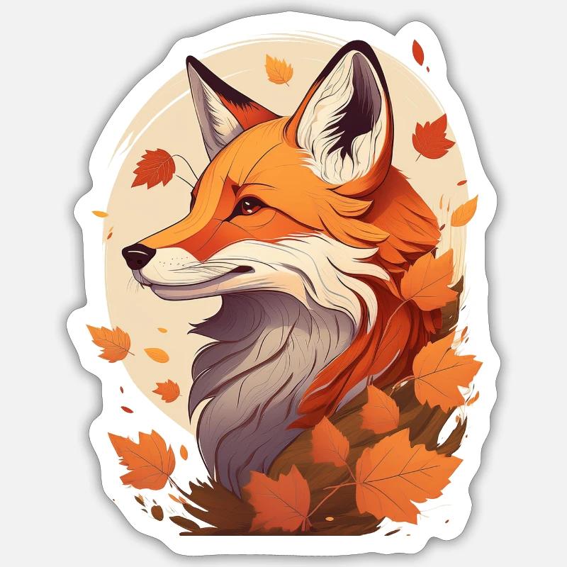A fox in autumn - Sticker size S (10 x 10 cm) - white matte