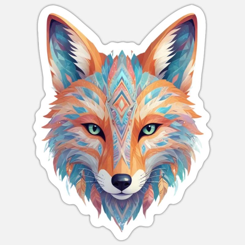 Beautifully designed fox head - Sticker size S (10 x 10 cm) - white matte