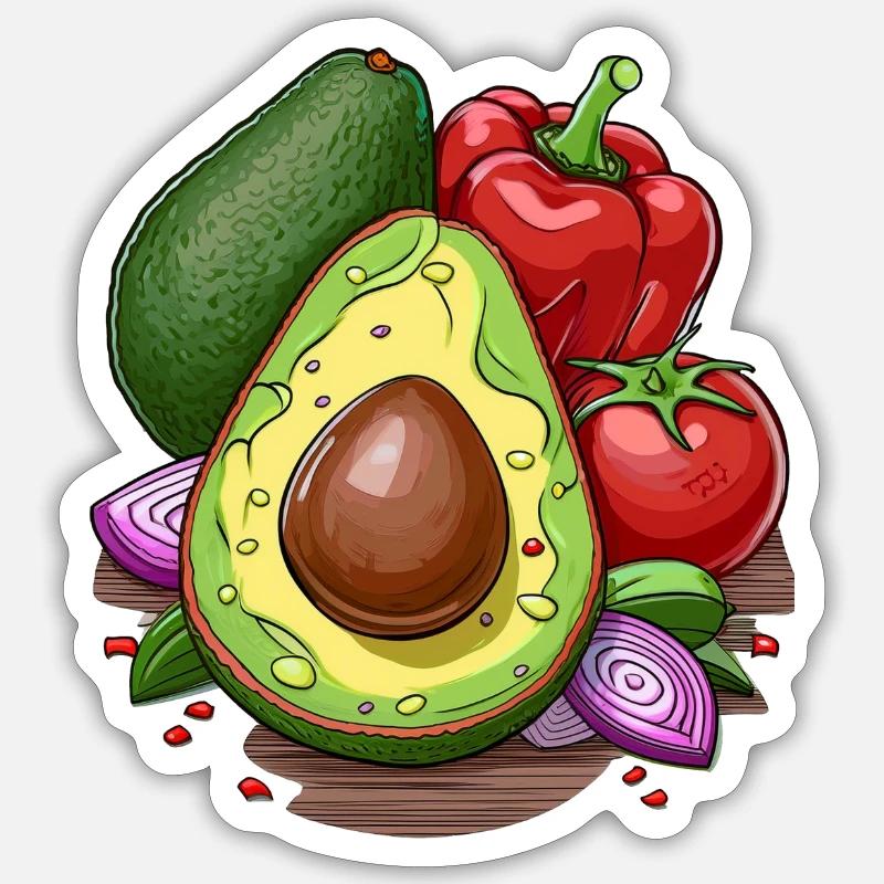 Avocados and ingredients for guacamole Sticker size S (10 x 10 cm)