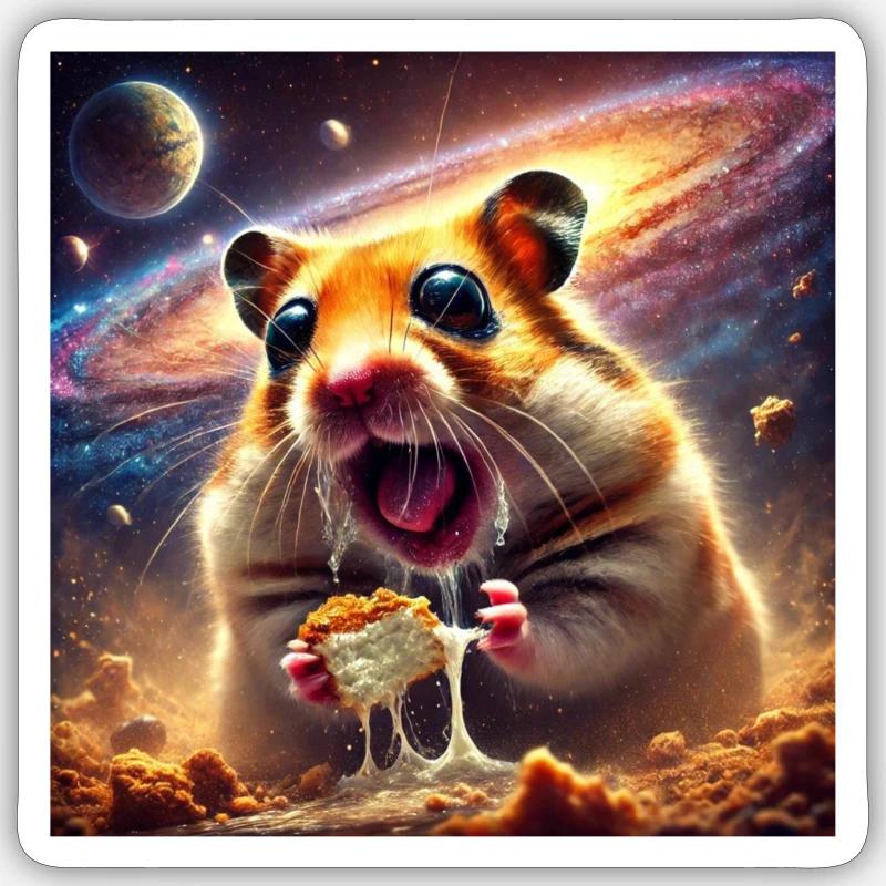Galactic Hamster Sticker size S (10 x 10 cm)