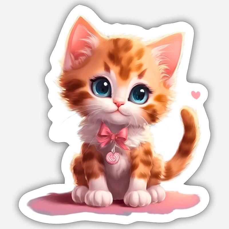 Chaton mignon - Sticker taille S (10 x 10 cm) - blanc mat