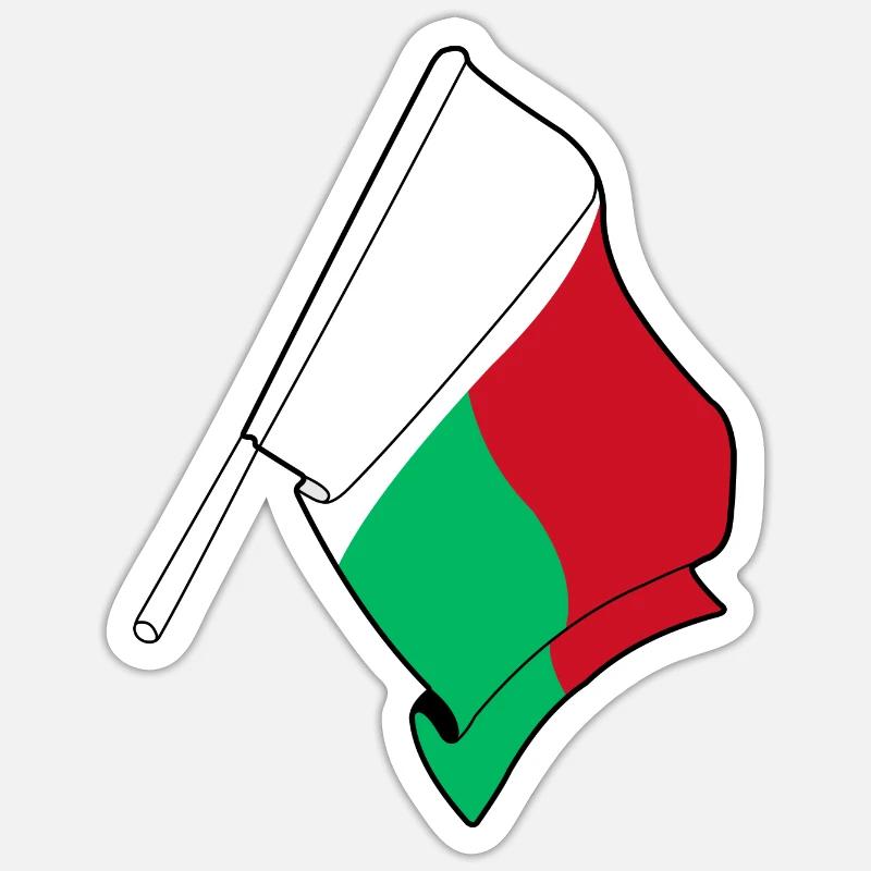 Drapeau Madagascar - Sticker taille S (10 x 10 cm) - blanc mat
