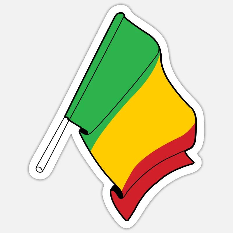 Drapeau Mali - Sticker taille S (10 x 10 cm) - blanc mat