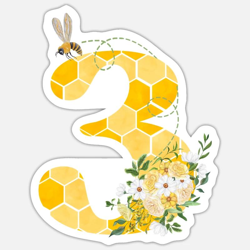 3rd Anniversary Bee Sticker size S (10 x 10 cm)