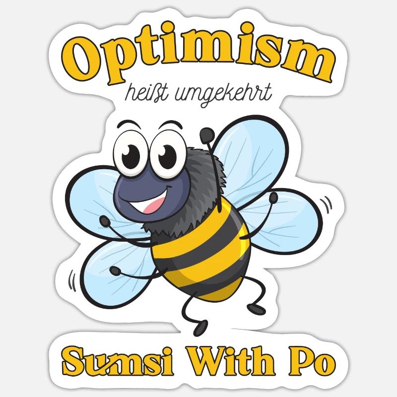 Abeille Motivation Optimisme - Sticker taille S (10 x 10 cm) - blanc mat