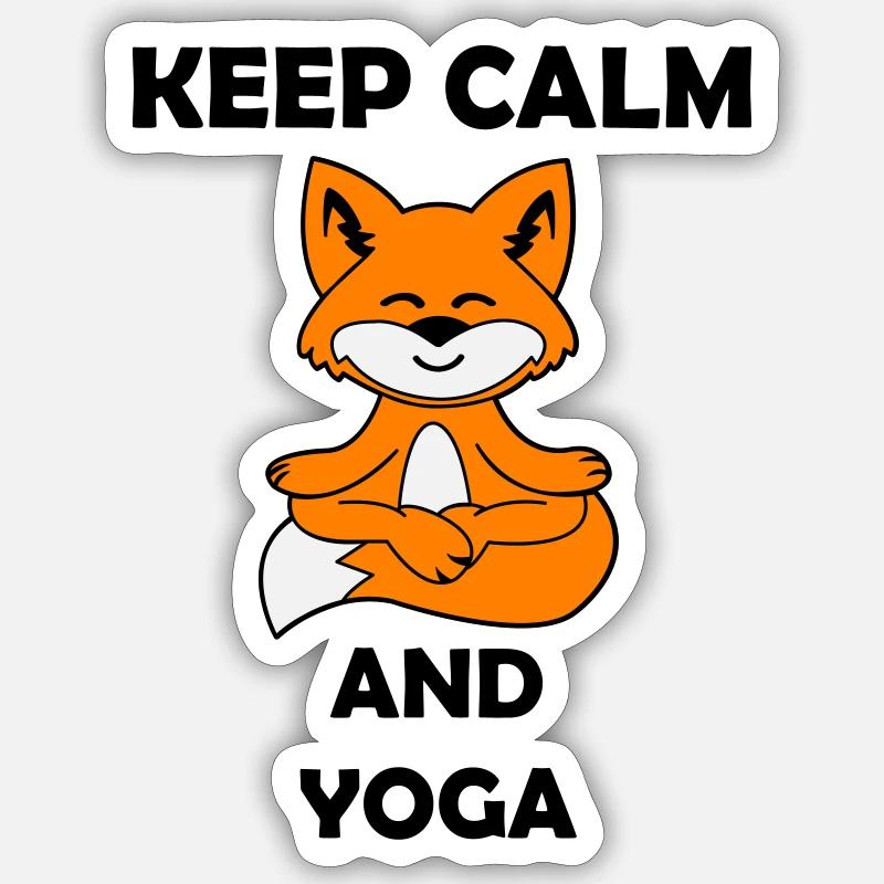 Yoga Fox Keep Calm - Sticker size S (10 x 10 cm) - white matte