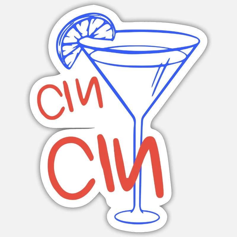 cin cin - Sticker Größe S (10 x 10 cm) - Mattweiß