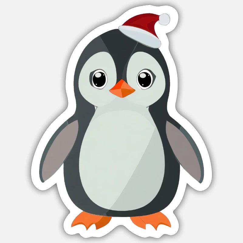 Pingouin pour Noël - Sticker taille S (10 x 10 cm) - blanc mat
